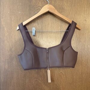 NWT SKIMS Swim Top Scoop Bralette Bikini in Chocolate Brown Womens XL